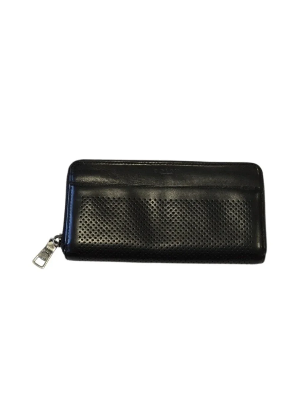 Coach Black Perforated Leather Zip Around Wallet - Picture 1 of 16